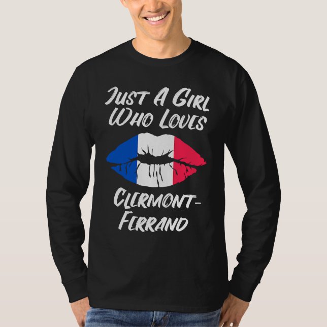 Lips Mouth Love French Flag Clermont Ferrand T Shirt (Framsida)