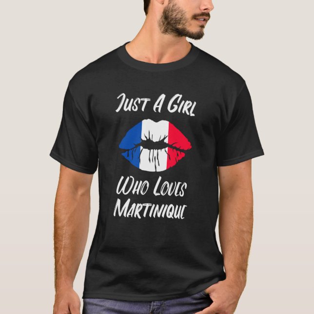 Lips Mouth Love French Flag Martinique T Shirt (Framsida)