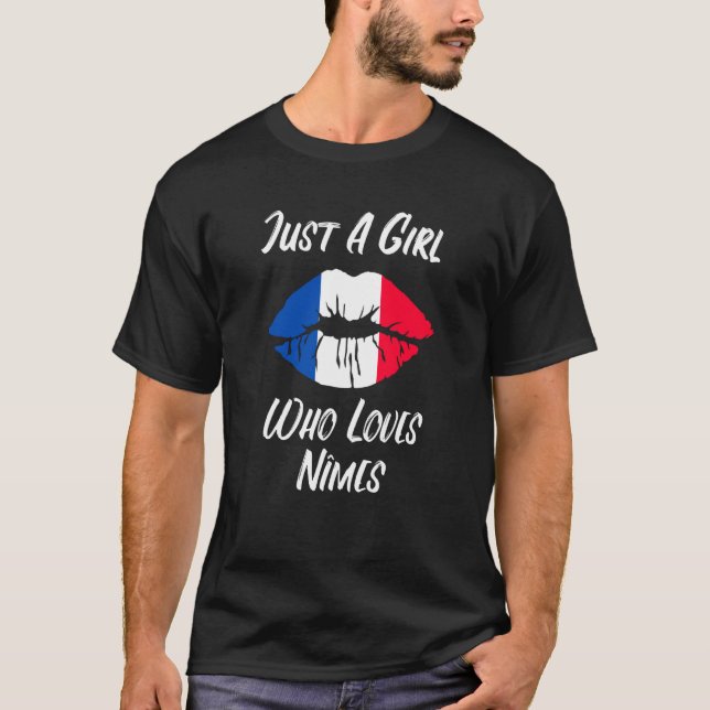 Lips Mouth Love French Flag Nimes T Shirt (Framsida)