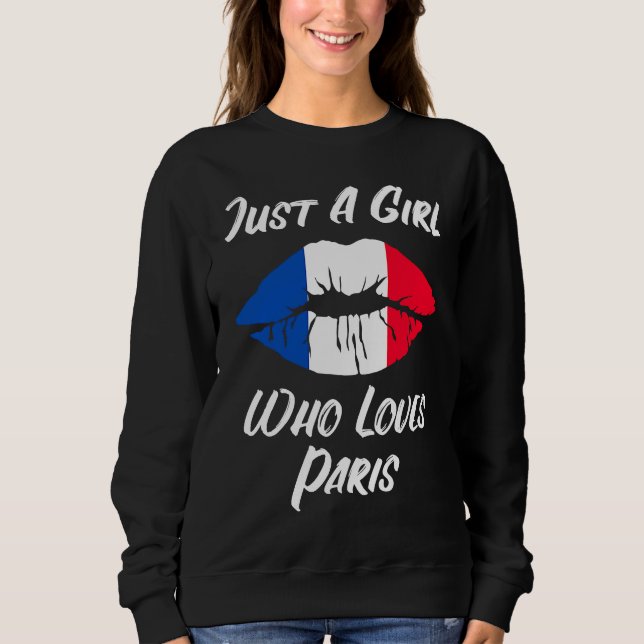 Lips Mouth Love French Flag Paris T Shirt (Framsida)