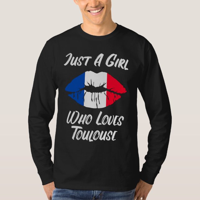 Lips Mouth Love French Flag Toulouse T Shirt (Framsida)