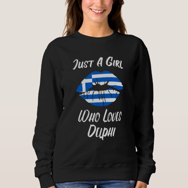 Lips Mouth Love Greek Flag Delphi T Shirt (Framsida)