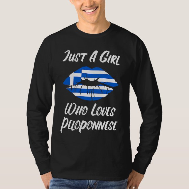 Lips Mouth Love Greek Flag Peloponnes T Shirt (Framsida)