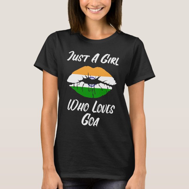 Lips Mouth Love Indian Flag Goa T Shirt (Framsida)