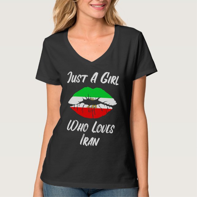 Lips Mouth Love Iranian Flag Iran T Shirt (Framsida)