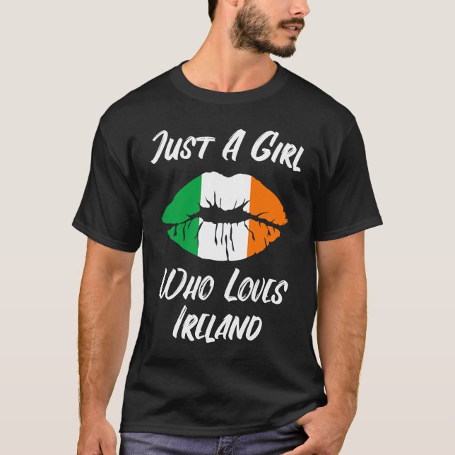Lips Mouth Love Irish Flag Ireland T Shirt (Framsida)