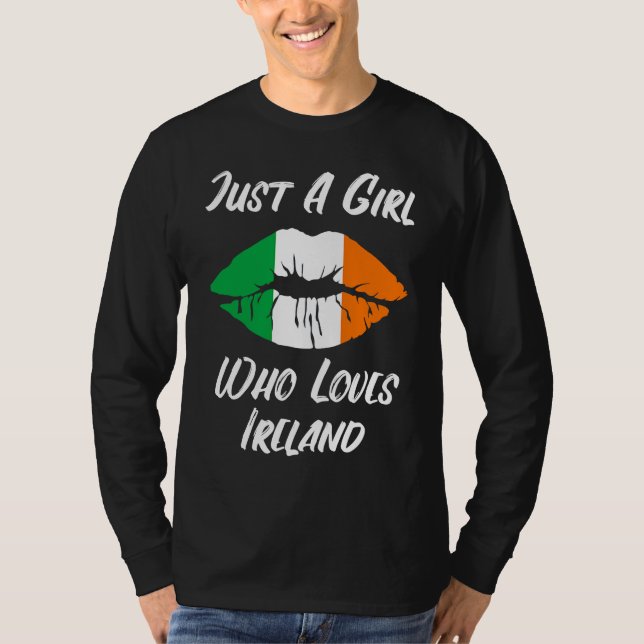 Lips Mouth Love Irish Flag Ireland T Shirt (Framsida)