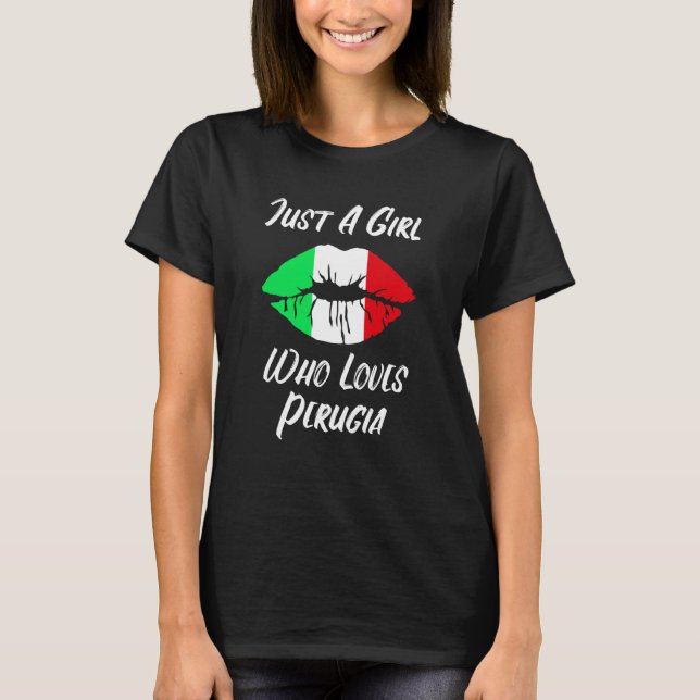 Lips Mouth Love Italian Flag Perugia T Shirt (Framsida)