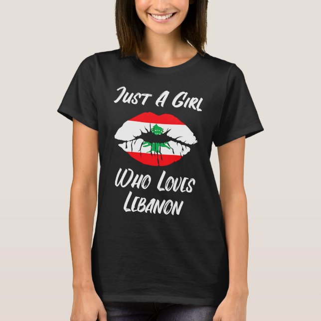 Lips Mouth Love Lebanese Flag T Shirt (Framsida)