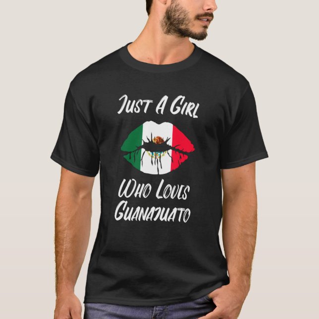 Lips Mouth Love Mexican Flag Guanajuato T Shirt (Framsida)