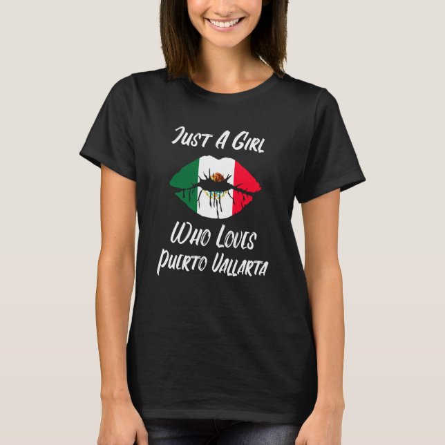 Lips Mouth Love Mexican Flag Puerto Vallarta T Shirt (Framsida)