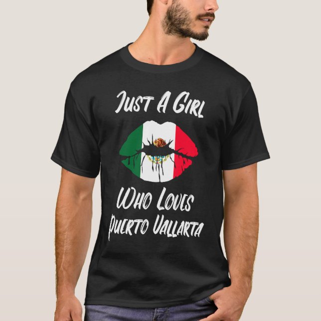 Lips Mouth Love Mexican Flag Puerto Vallarta T Shirt (Framsida)
