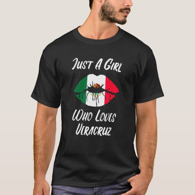 Lips Mouth Love Mexican Flag Veracruz T Shirt (Framsida)
