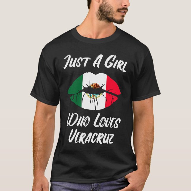 Lips Mouth Love Mexican Flag Veracruz T Shirt (Framsida)