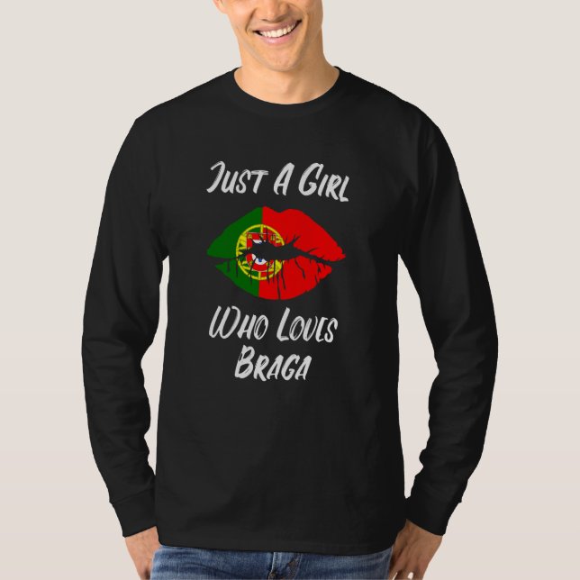 Lips Mouth Love Portuguese Flag Braga T Shirt (Framsida)
