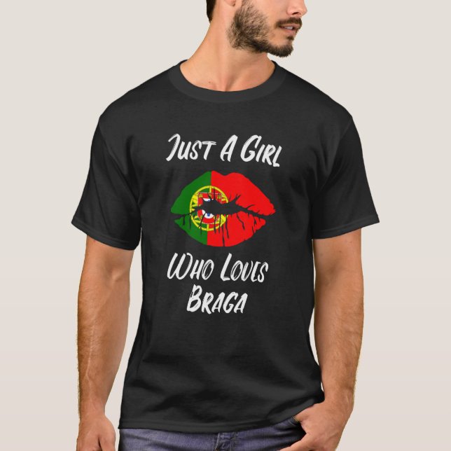 Lips Mouth Love Portuguese Flag Braga T Shirt (Framsida)