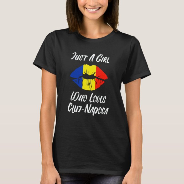 Lips Mouth Love Romanian Flag Cluj Napoca T Shirt (Framsida)