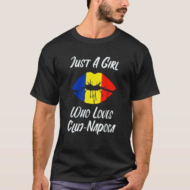 Lips Mouth Love Romanian Flag Cluj Napoca T Shirt (Framsida)