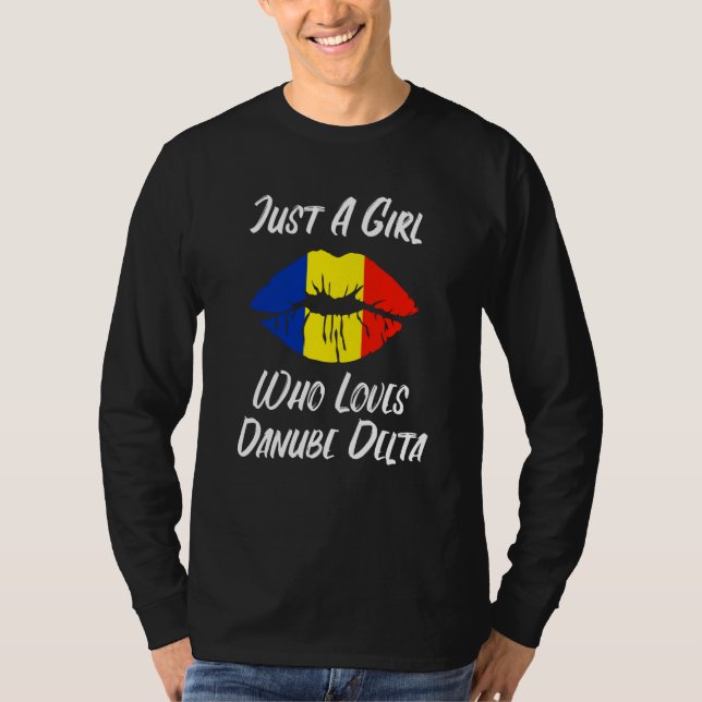 Lips Mouth Love Romanian Flag Danube Delta T Shirt (Framsida)
