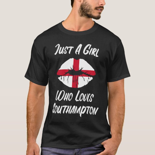 Lips Mouth Love Saint George's Cross Flag Southamp T Shirt (Framsida)