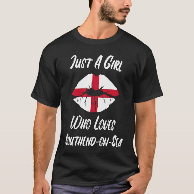Lips Mouth Love Saint George's Cross Flag Southend T Shirt (Framsida)