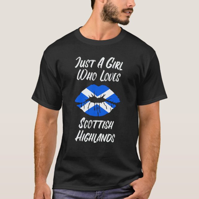Lips Mouth Love Scottish Flag Scottish Highlands T Shirt (Framsida)