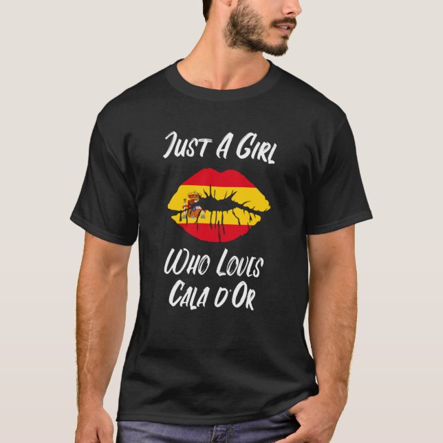 Lips Mouth Love Spanish Flag Cala d'Or T Shirt (Framsida)