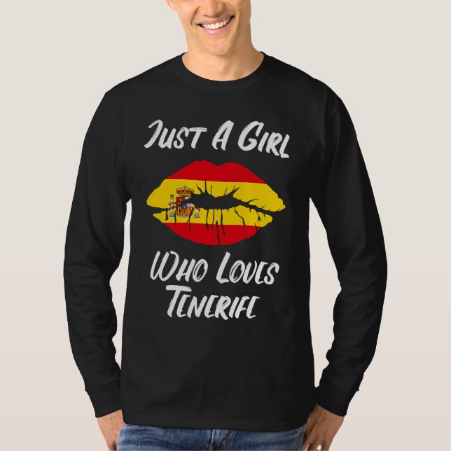 Lips Mouth Love Spanish Flag Tenerife T Shirt (Framsida)