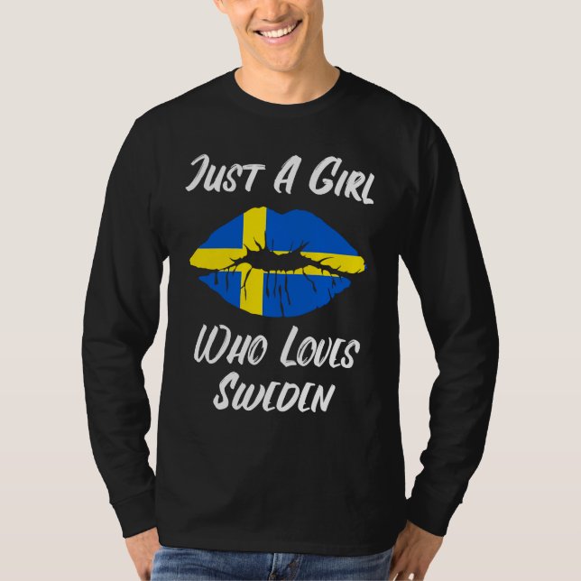 Lips Mouth Love Swedish Flag Sweden T Shirt (Framsida)