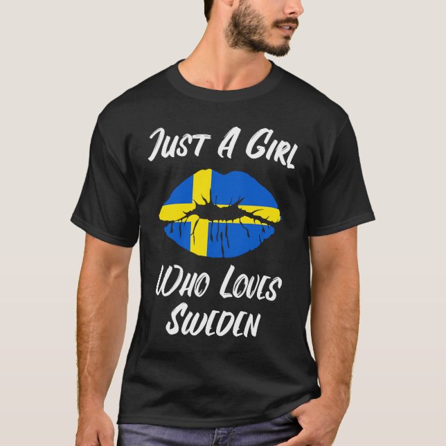 Lips Mouth Love Swedish Flag Sweden T Shirt (Framsida)