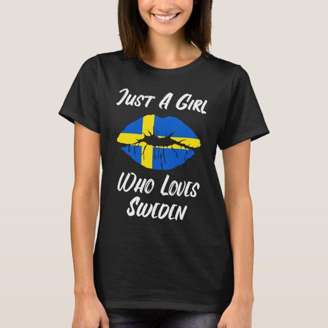 Lips Mouth Love Swedish Flag Sweden T Shirt (Framsida)