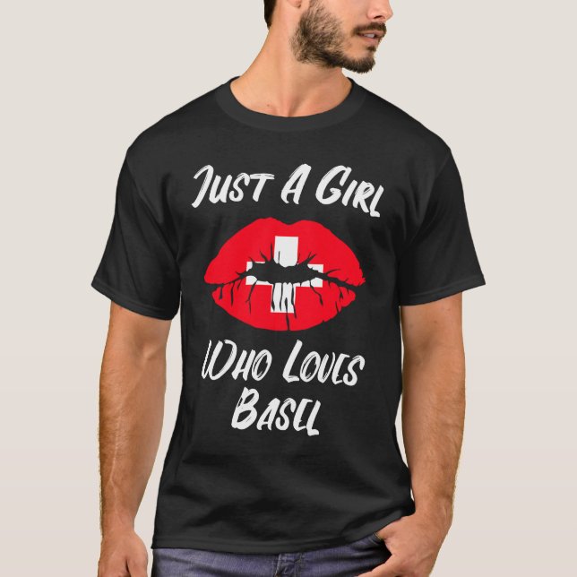 Lips Mouth Love Switzerland Flag Basel T Shirt (Framsida)