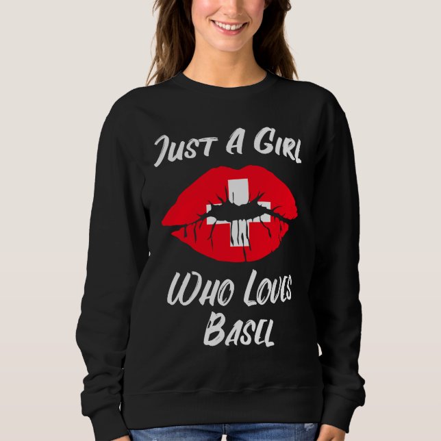 Lips Mouth Love Switzerland Flag Basel T Shirt (Framsida)