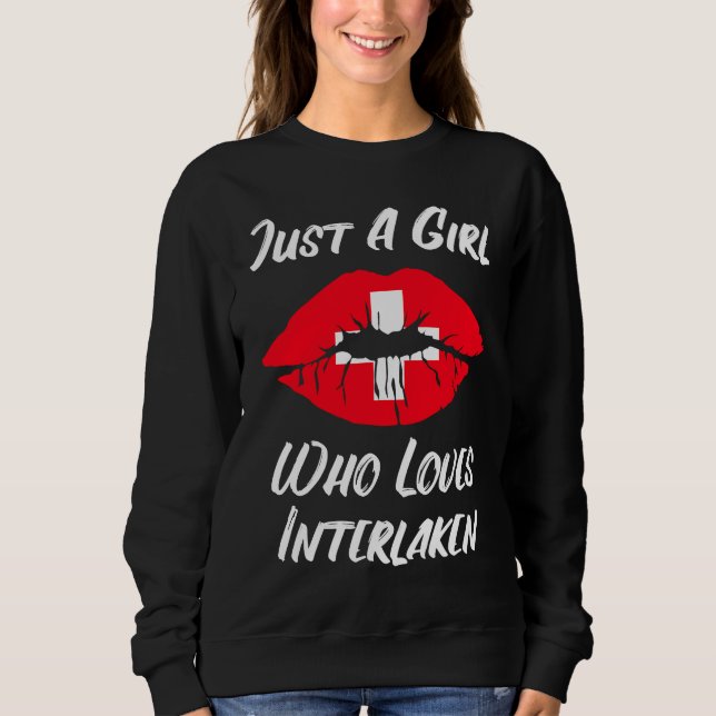 Lips Mouth Love Switzerland Flag Interlaken T Shirt (Framsida)