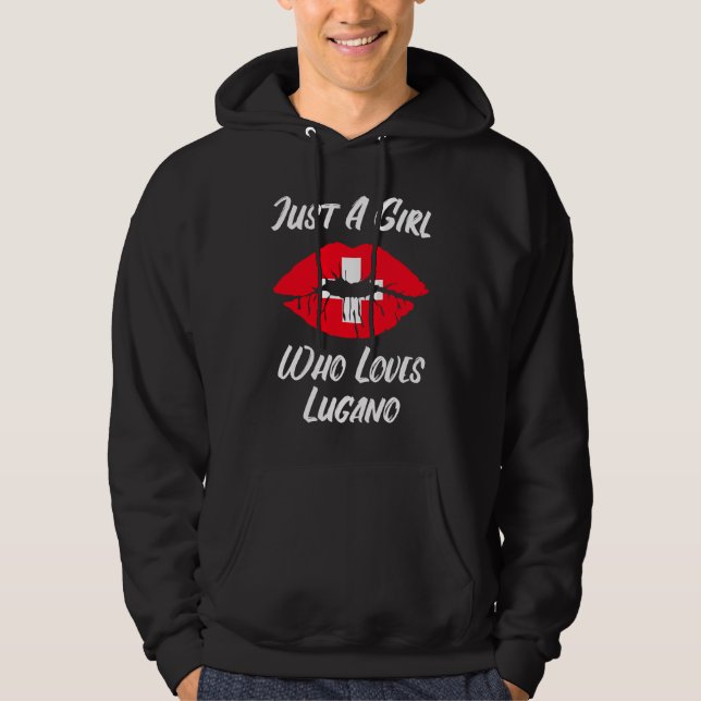 Lips Mouth Love Switzerland Flag Lugano Hoodie (Framsida)