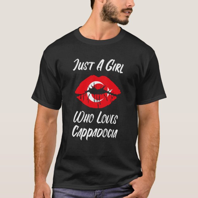 Lips Mouth Love Turkish Flag Cappadokia T Shirt (Framsida)