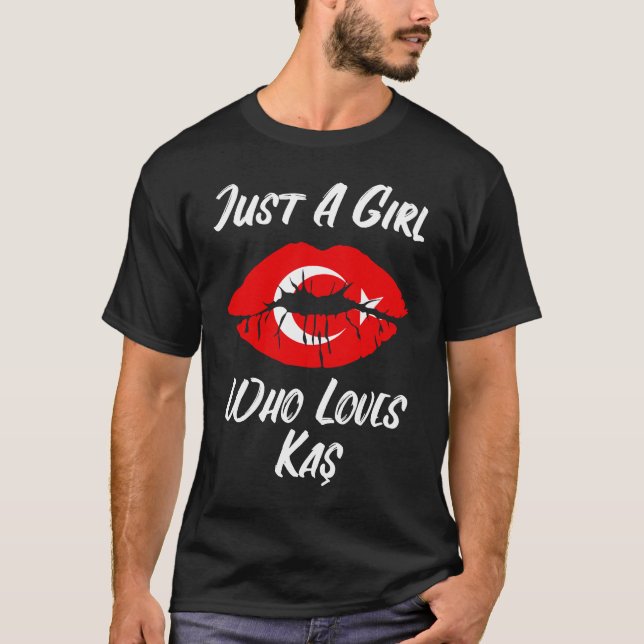 Lips Mouth Love Turkish Flag Kas T Shirt (Framsida)