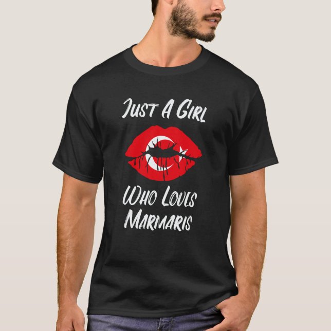 Lips Mouth Love Turkish Flag Marmaris T Shirt (Framsida)
