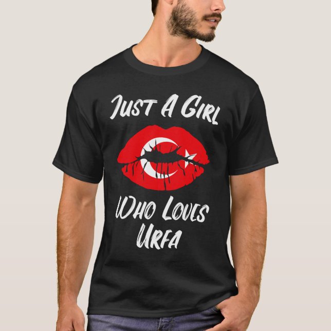 Lips Mouth Love Turkish Flag Urfa T Shirt (Framsida)