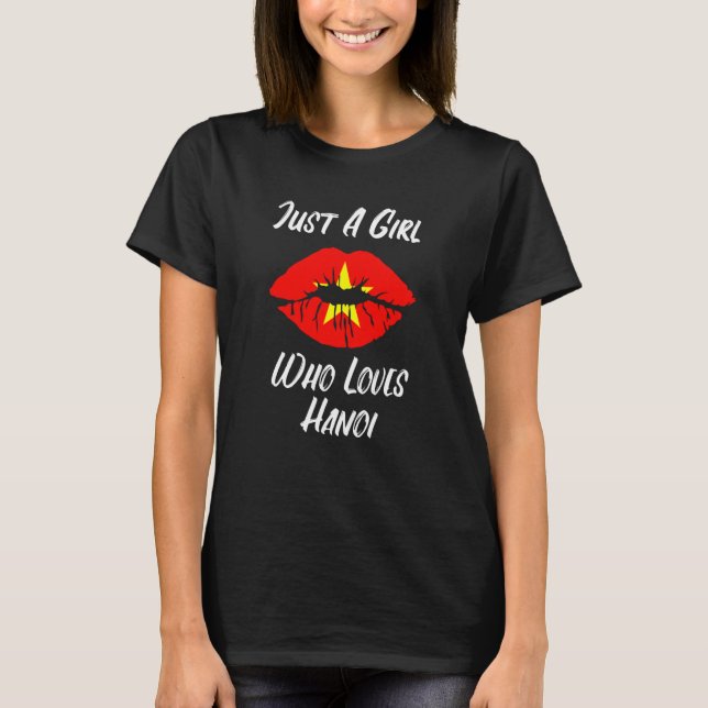 Lips Mouth Love Vietnamese Flag Hanoi T Shirt (Framsida)