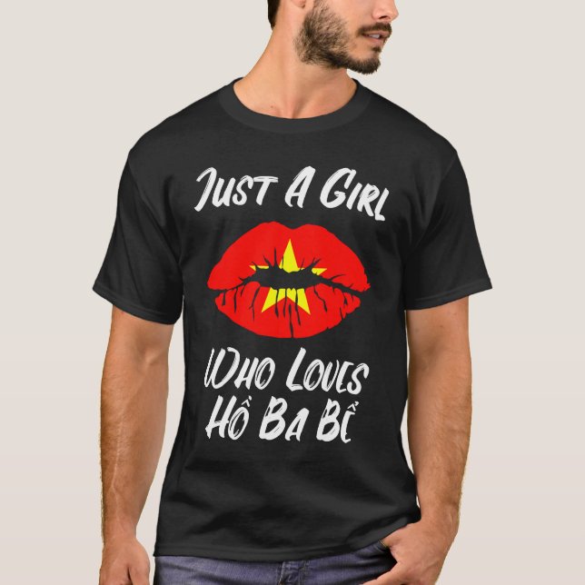 Lips Mouth Love Vietnamese Flag Ho Ba Be T Shirt (Framsida)