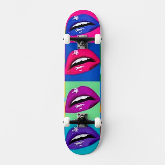 Lips Pop Art -lekort Skateboard Bräda 20,5 Cm (Framsida)