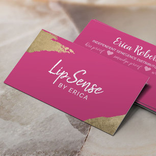 LipSense fördelarguld slår shock rosaMakeup Visitkort