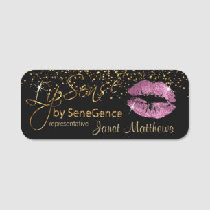 Lipsense med rosa läppar namnbricka