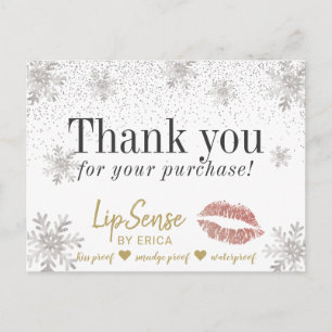 LipSense Ro Guld Läppar Snöflingor Tack Vykort