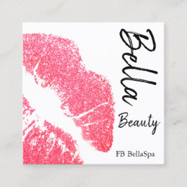 Lipstick avskriver rosa lip fläckvit skönhetspunkt fyrkantigt visitkort