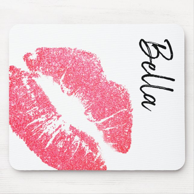 Lipstick avskriver rosa lippfläckkyss vitt musmatta (Framsidan)
