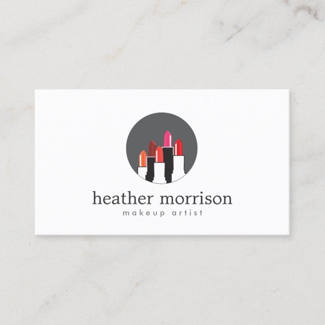Lipstick Collage Logotyp for Makeup Artists, Beaut Visitkort (Framsida)