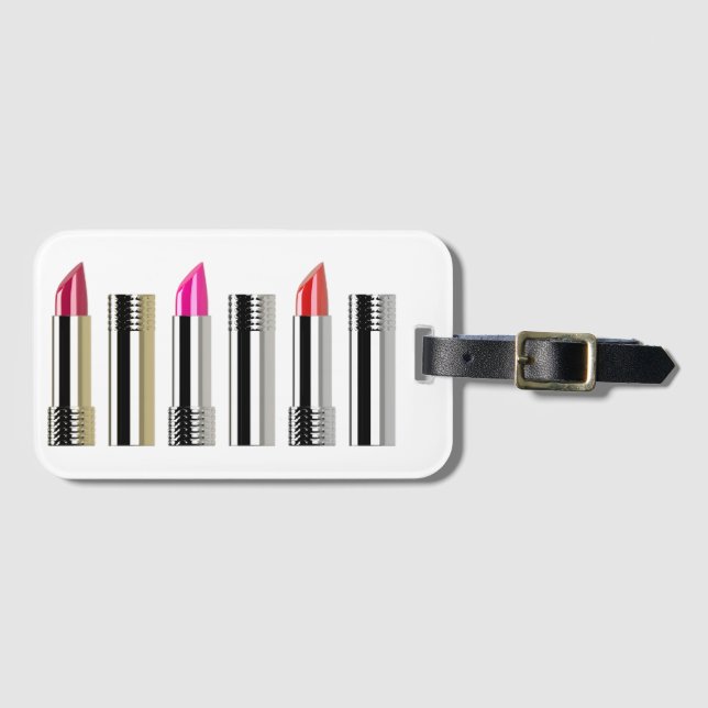 Lipstick cosmetology chrome rosa Red Romly Bagagebricka (Framsida horisontal)