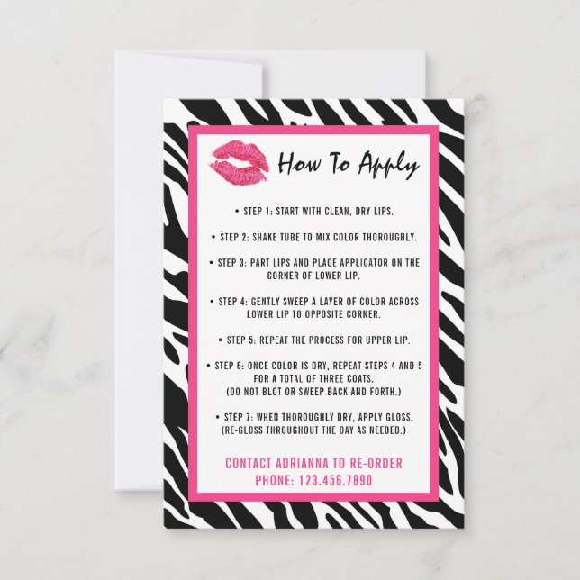 Lipstick Distributor Application/Tips Card (Framsida)